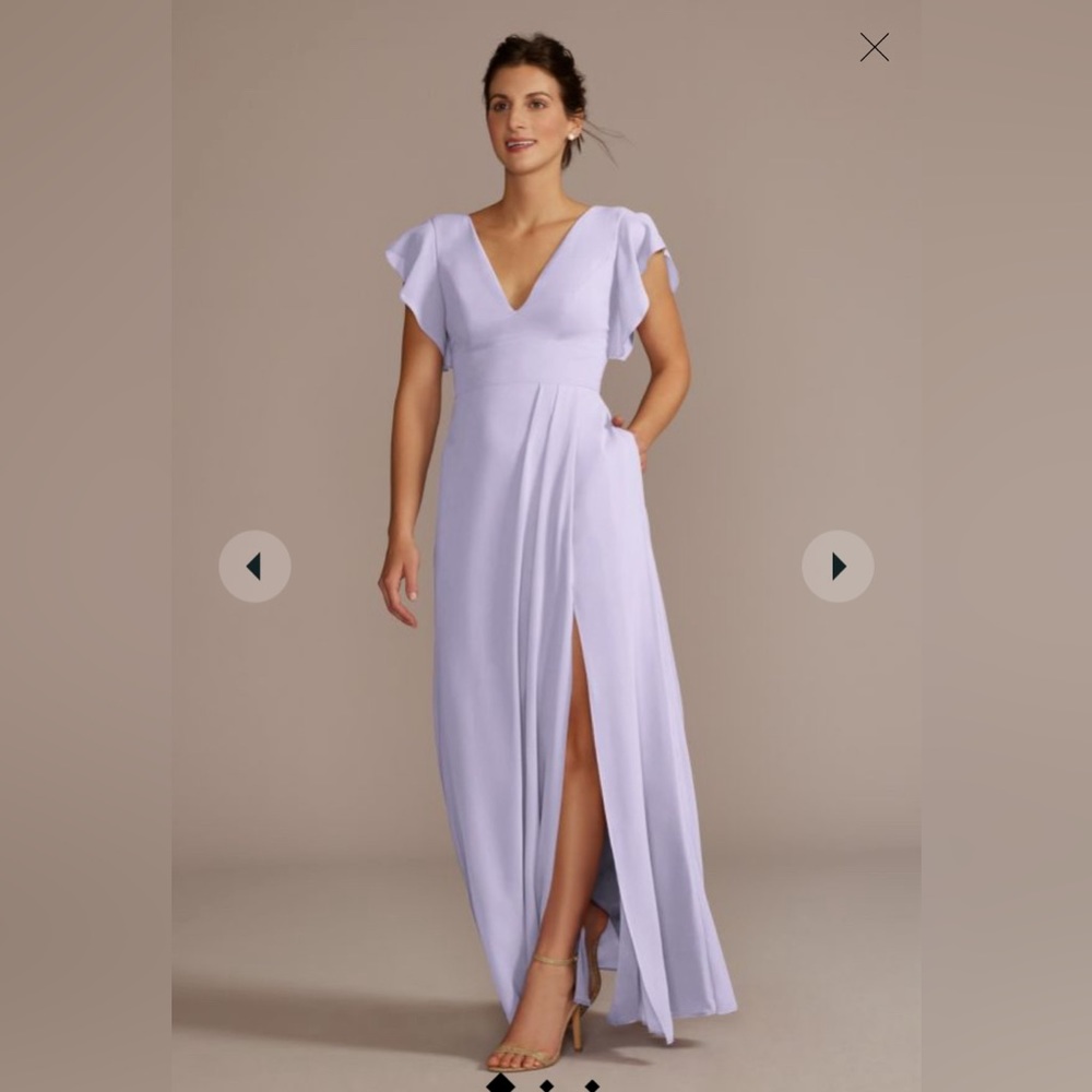 David’s bridal flutter sleeve chiffon v-neck bridesmaid dress